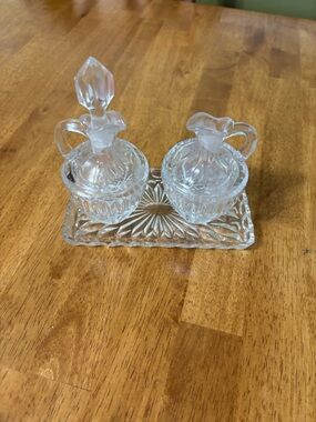 Cut Glass Cruet Set with Tray